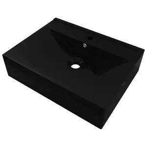 Ebern Designs Bralon 6000mm L x 4600mm W Ceramic Rectangular Sink with Overflow Black