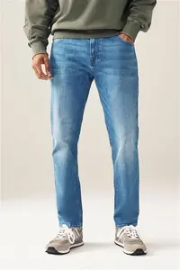 Mens Next Blue Light Slim Fit Classic Stretch Jeans - Blue Light