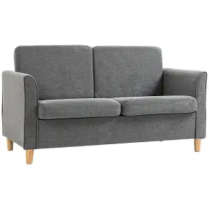 HOMCOM Sofa Double Seat Compact Loveseat Couch Living Room Furniture with Armrest Grey