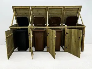 Wheelie bin store - Premium Tongue And Groove (Quadruple, Light Green (Natural)