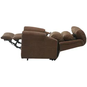 Dual Motor Rise and Recline Armchair - Waterfall Pillow - Brown Chenille Fabric