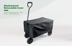 Trolley FOLDABLE 4 Wheel Outdoor Leisure Cart - Folding Trolley WITH COVER Travels with 75kg Load - Collapsible Fold Up Trolley