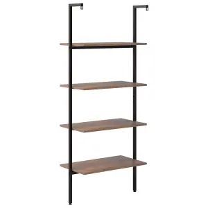 Berkfield 4-Tier Leaning Shelf Dark Brown and Black 64x35x152.5 cm