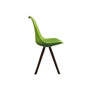 Soho Green Plastic Dining Chair with Pyramid Dark Wood Legs