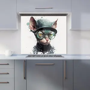 Cornish Rex Cat Splashart Premium Glass Kitchen Splashback W900mm x H650mm