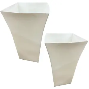 1x White Tall Milano Shiny Gloss Finish Plastic Flower Planter For Home & Gardens