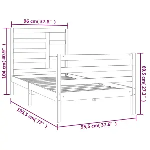 Berkfield Bed Frame White Solid Wood 90x190 cm 3FT Single