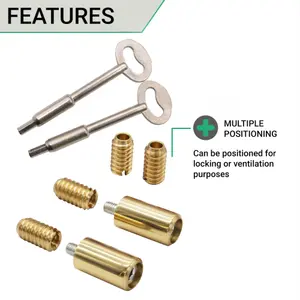 EAI Sash Window Stop Set with Ventilation Restrictor Feature With Keys - Polished Brass