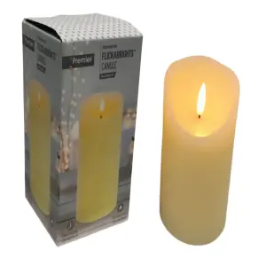 Flickering LED Battery Candle Flameless Realistic Cream Pillar Candle 23cm