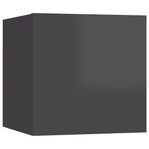 Berkfield Wall Mounted TV Cabinets 8 pcs High Gloss Grey 30.5x30x30 cm