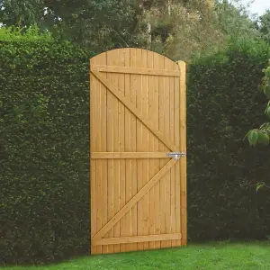 Semi Braced Arch Top Strong Wooden Garden Gate with Latch H 210 cm x W 105 cm