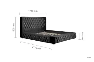 Birlea Grande Double Bed Black Crushed Velvet