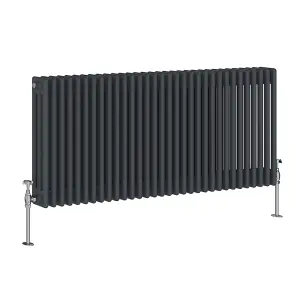 Right Radiators 600x1462 mm Horizontal Traditional 3 Column Cast Iron Style Radiator Anthracite