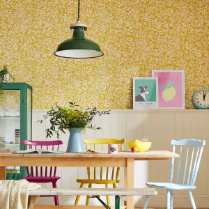 Joules Yellow Ditsy floral Smooth Wallpaper Sample