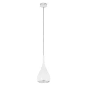 Luminosa Modern Hanging Pendant Chrome, White 1 Light  with Metal Alloy Shade, E27