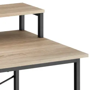 Desk with shelf and fabric bag - industrial wood light, oak Sonoma