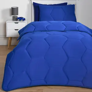 Coverless Duvet 7.5 TOG Pillowcase Quilt Honeycomb Bedding Set, Blue - Double