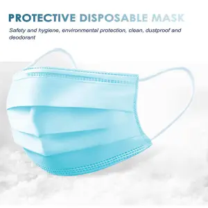 Shatchi disposable facial mask with ear loop, 3 lint, blue, 10 pieces