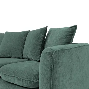 Lucas Water Repellent Velvet Chenille Left Facing Corner Sofa in Jungle Green