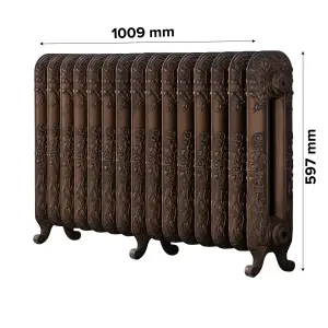 Arroll Daisy Cast iron Bronze 15 Column Radiator, (W)1009mm x (H)597mm