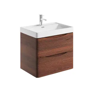 Eden 600mm Wall Hung Vanity Unit in Redwood & Resin Basin