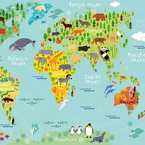 Kids World Map Mural - 384x260cm - 5451-8