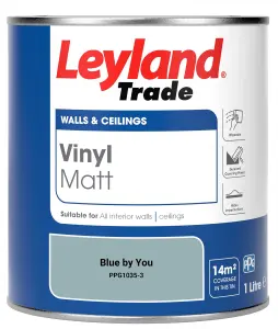 Leyland Trade Vinyl Matt Walls & Ceilings Emulsion Paint Blue by You (PPG1035-3) 1L