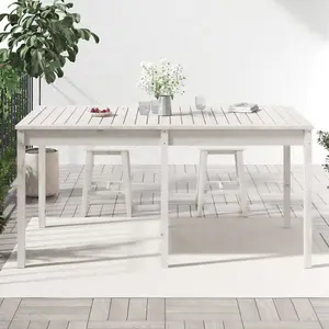 Berkfield Garden Table White 159.5x82.5x76 cm Solid Wood Pine