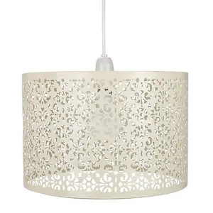 Marrakech Designed Cream Metal Pendant Light Shade with Floral Decoration