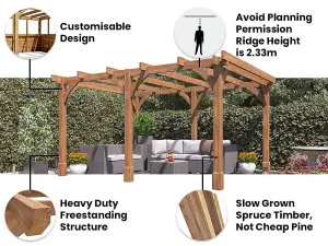 Dunster House Wooden Pergola Garden Plant Frame Furniture Kit Leviathan 4m x 3m