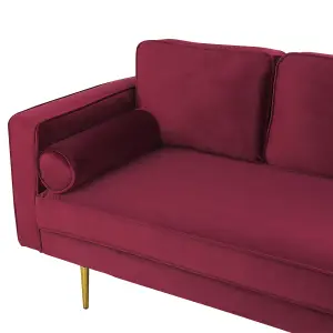 Left Hand Velvet Chaise Lounge Dark Red MIRAMAS