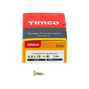 TIMCO Solo Countersunk Gold Woodscrews - 4.0 x 15 (200pcs)