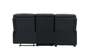 Carter 3 Seater Sofa With Left-Hand Chaise and Right-Hand Recliner, Black Faux Leather