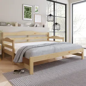 Daybed, Cabin Bed, Single Guest Bed Sofa Bed, Pull out Trundle for Living Room and Bedroom (3 FT) 90 x190 cm - White