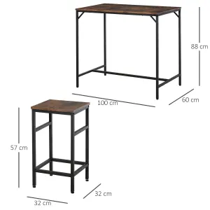 HOMCOM Industrial Rectangular Dining Table Set with 4 Stools for Dining Room