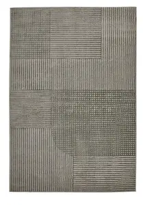 Grey Easy to Clean Modern Abstract Striped Living Room Dining Room Rug-80cm X 150cm