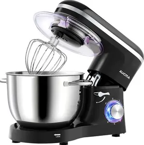 Aucma Stand Mixer, 6.2L Food Mixers For Baking, Electric Kitchen Mixers With Bowl, Dough Hook, Wire Whip & Beater (6.2L, Black)