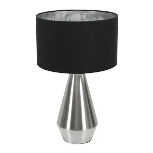 ValueLights Jax Chrome Dimmable Touch Table Lamp with Black with Chrome Inner Lamp Shade