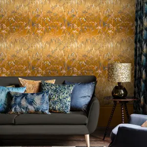 Clarissa Hulse Meadow Grass Yellow Ochre & Gold effect Smooth Wallpaper