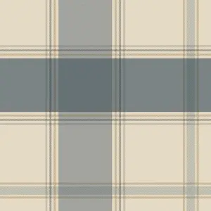 Belgravia Bramble Check Wallpaper Rustic Checkered Pattern Modern Wallpaper For Living Room, Bedroom, Hallway, Office Blue 2306