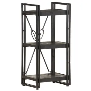 Berkfield 3-Tier Bookcase Black 40x30x80 cm Solid Mango Wood