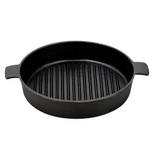 27cm Dia Black Frying Pans Round Cast Iron Grill Pan