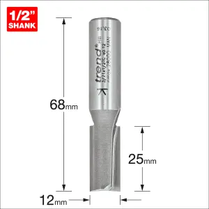 Trend 3/71X1/2TC 1/2 Shank Two Flute Cutter 12mm x 25mm Router Bit