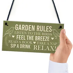 Red Ocean Outdoor Plaques For Garden Garden Rules Sign Novelty Hanging Summer House Sign Garden Shed Friendship Gift