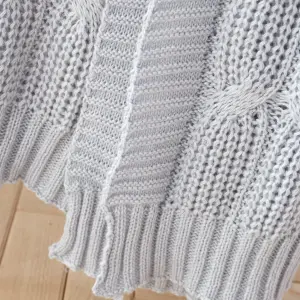 Catherine Lansfield Chunky Marl Knit Cosy 130x170 cm Blanket Throw Silver Grey