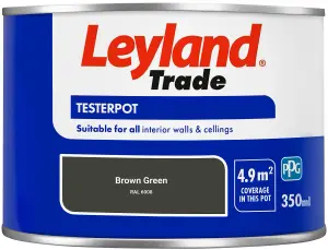 Leyland Trade Vinyl Matt Walls & Ceilings Emulsion Paint Brown Green (RAL 6008) 350ml Tester