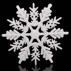 HKHBJS Large Snowflakes Set Of 5 White Glittered Snowflakes 12" Christmas Decorative Hanging Ornaments Window Decor Winter Outdoor Decorations