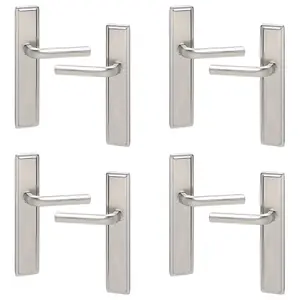 URBNLIVING 221mm Length 8 Pcs Westminster Metal & Satin Nickel Lever Latch Door Plain Handle Set