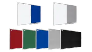 ALLboards Combination Board 2 in 1 Whiteboard & Grey Felt Board with Aluminium Frame 90x60cm, Pin Board Magnetic Board