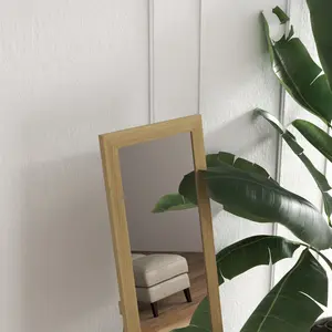 Mahalet Rectangle Wood Floor Mirror Gold